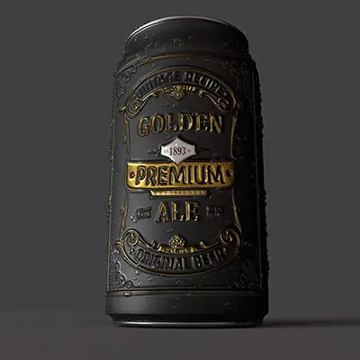 Canette de bière noir et or.